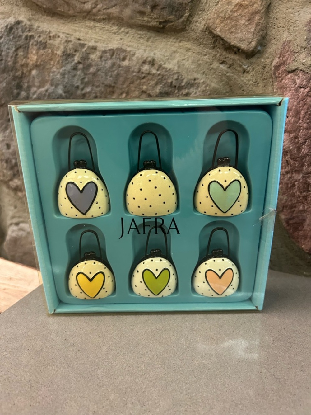 JAFRA Pastel Heart Bag Clips Set - Yellow, Mint, Lilac, Peach, Lime